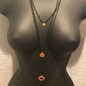 3 Layer Dark Green w/ Gold charms on each layer